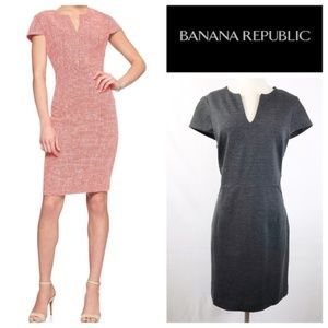 Banana Republic Slate Gray Split Neck Sheath Dress